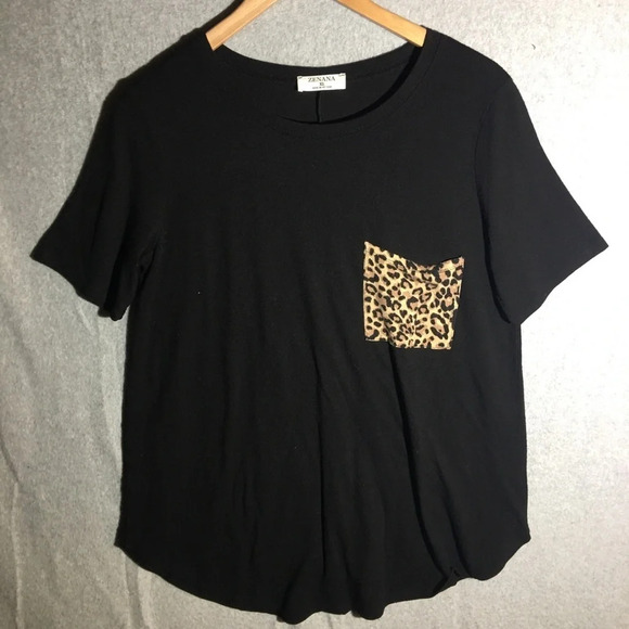 Womens Zenana Shirt Cheetah Animal Print T Shirt Casual Closet Staple Basic - Picture 1 of 5